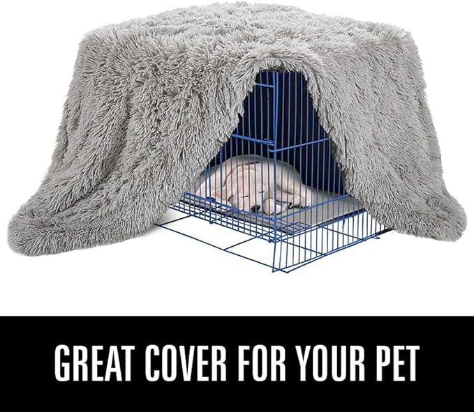 LOCHAS Luxury Fluffy Dog Blanket, Extra Soft and Warm Sherpa Fleece Pet Blankets for Dogs Cats, Plush Furry Faux Fur Puppy Throw Cover, 40''x60'' Grey