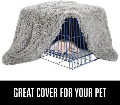 LOCHAS Luxury Fluffy Dog Blanket, Extra Soft and Warm Sherpa Fleece Pet Blankets for Dogs Cats, Plush Furry Faux Fur Puppy Throw Cover, 40''x60'' Grey