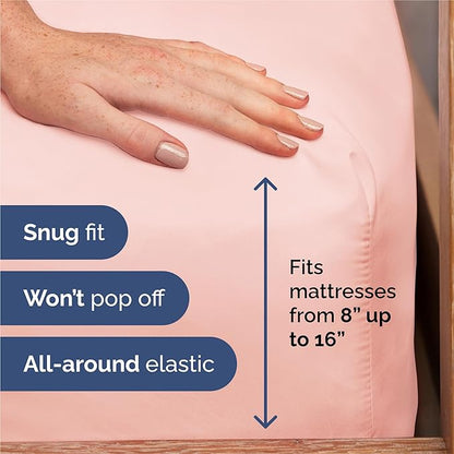 Split King Size 5 Piece Sheet Set - Comfy Breathable & Cooling Bed Sheets Set - Hotel Luxury Bedding for Women, Men, Kids, Teens, Boys & Girls - Deep Pockets, Soft, Wrinkle Free - Oeko-Tex - Baby Pink