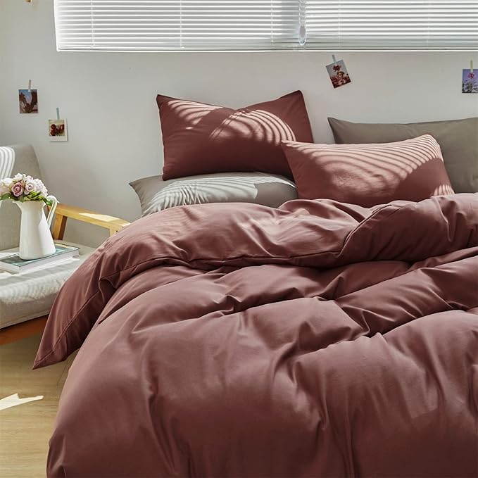 CLOTHKNOW Brick Red Queen Comforter Set Brownish Bedding Comforter Sets Dark Rust Comforter Rust Red Queen with 2 x Pillow Cases