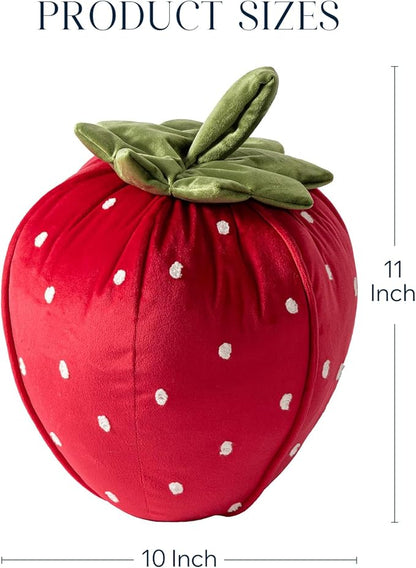 Phantoscope Fruit Shaped Pillows Series Strawberry Shaped Throw Pillow, Fun Home Decor of Fruit Themed Shaped Cushions, Decorative Shaped Pillow for Couch Bed and Chair, Red, 10 x11 inches