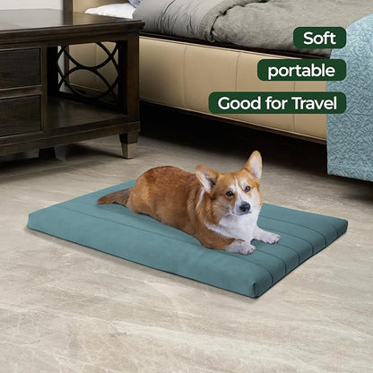 BALANCE Dog Crate Bed, Orthopedic Dog Bed Pad with Waterproof Liner, Washable Crate Foam Pet Mat for Large, Medium, Puppy Dogs Breeds, Powder Blue, 36"x23"x1.6"