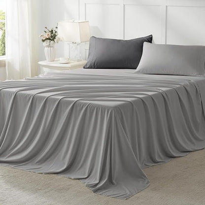 Anluoer Twin Size Bed in a Bag 5 Pieces, Grey Bed Comforter Set with Sheets, All Season Bedding Sets with 1 Comforter, 1 Pillow Sham, 1 Pillowcase, 1 Flat Sheet, 1 Fitted Sheet