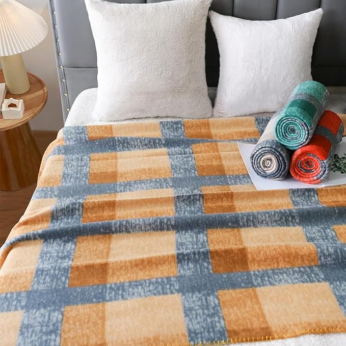 ZYFZCYBL Fleece Throw Blanket Blankets Bulk 6 Pack Soft Lightweight for Cozy Polar Fleece 50 x 60 Solid Pet-Friendly Colorful Bed Sofa Couch Fleece Fabric Travel Wedding Gift（Yellow and Grey）