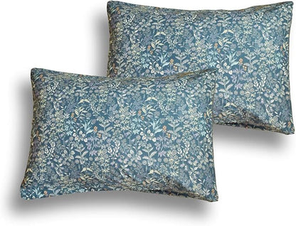 mixinni Twin XL Blue Botanical Floral Comforter Set - 3 Piece Soft Microfiber Bedding Set with Wildflower Design, Lightweight All-Season Comforter with Pillowcases, Cottagecore Style for Men & Women