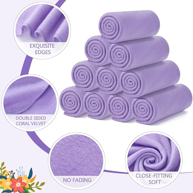 Buryeah 10 Pcs Fleece Blanket Bulk Soft Warm Blankets Cozy Fleece Lightweight Throw Blankets Plush Pet Throw Blanket for Home Bed Sofa Office Wedding Gifts Travel (50" X 60",Brilliant Purple)