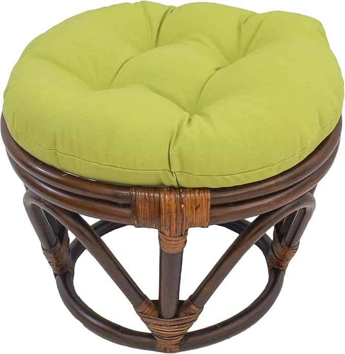Blazing Needles Solid Twill Round Footstool Cushion, 18", Mojito Lime