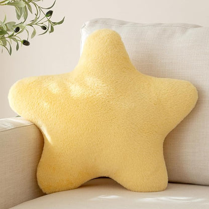 Star Pillow, Decorative Throw Pillow with Plush for Couch, Cute Decor Pillows for Bed, Aesthetic Star Shaped Pillow Fun Cushion for Sofa Living Room (Goose Yellow, 19.6 Inches)