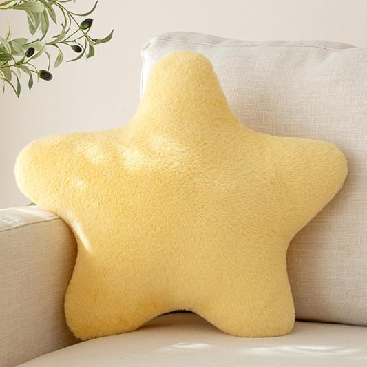 Star Pillow, Decorative Throw Pillow with Plush for Couch, Cute Decor Pillows for Bed, Aesthetic Star Shaped Pillow Fun Cushion for Sofa Living Room (Goose Yellow, 19.6 Inches)