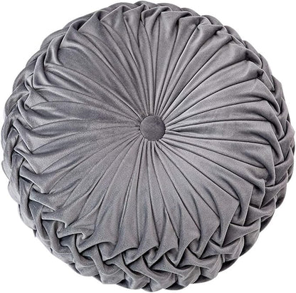 HLOVME Throw Pillow for Couch Decorative 3D Pumpkin Round Velvet Cushion for Sofa Bed Chair Floor 15"X15", Gray