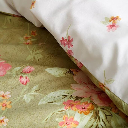 mixinni Floral Comforter Set Twin XL Size Green, 3 Pieces Garden Style Botanical Flowers Leaves Comforter Set, Soft Fluffy Reversible Farmhouse Boho Comforter and 2 Pillowcases for All Season