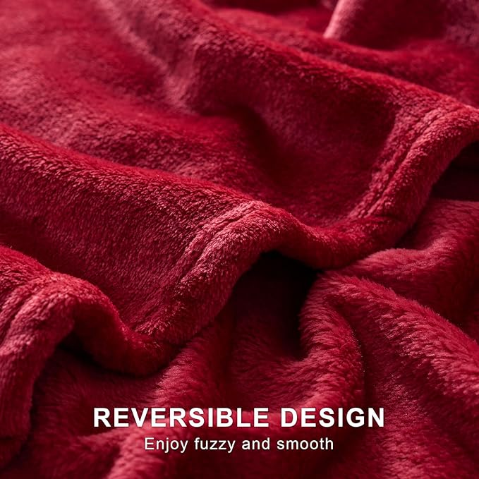 Hansleep Fleece Red Queen Blanket, Super Soft Flannel Fuzzy Plush Cozy Blanket for All Seasons, Red, Queen 90x90 Inches