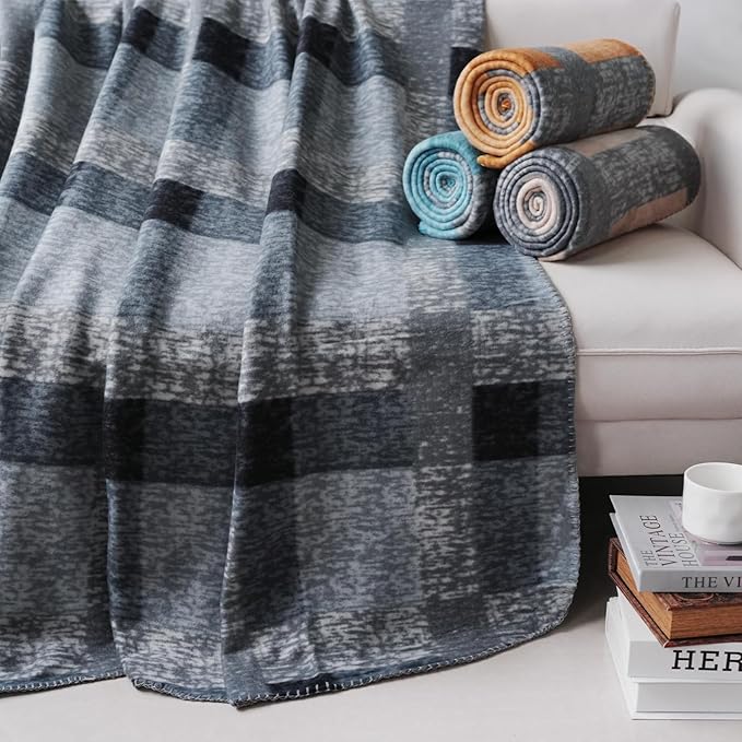 ZYFZCYBL Fleece Blanket Bulk Pack of 6 Cozy Fleece Throw Blankets 50x60 Warm Soft Lightweight Breathable Pet-Friendly for Bed Sofa Camping Wedding Gifts (Multiple Plaid