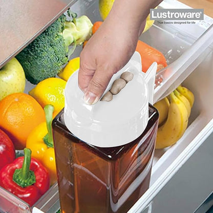 Lustroware TwistServe Airtight Pitcher - 2.1L (70oz), Heat Resistant, BPA-Free SAN Plastic, Screw-On Lid, Space-Saving, Made in Japan - White