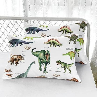 Dinosaur Comforter Set for Kids Teens and Adults Full Size，Dinosaur Printed Quilt Set for Bedroom Soft Microfiber All Season Print Quilt Set with 1 Comforter and 2 Pillow Case