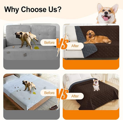 Smiry Reversible Waterproof Couch Covers for Sofa, Washable Dogs Couch Covers for 3 Cushion Sofa Pet Friendly, Water Resistant Furniture Protector Slipcover, Geometric (30"x70", Chocolate/Dark Grey)