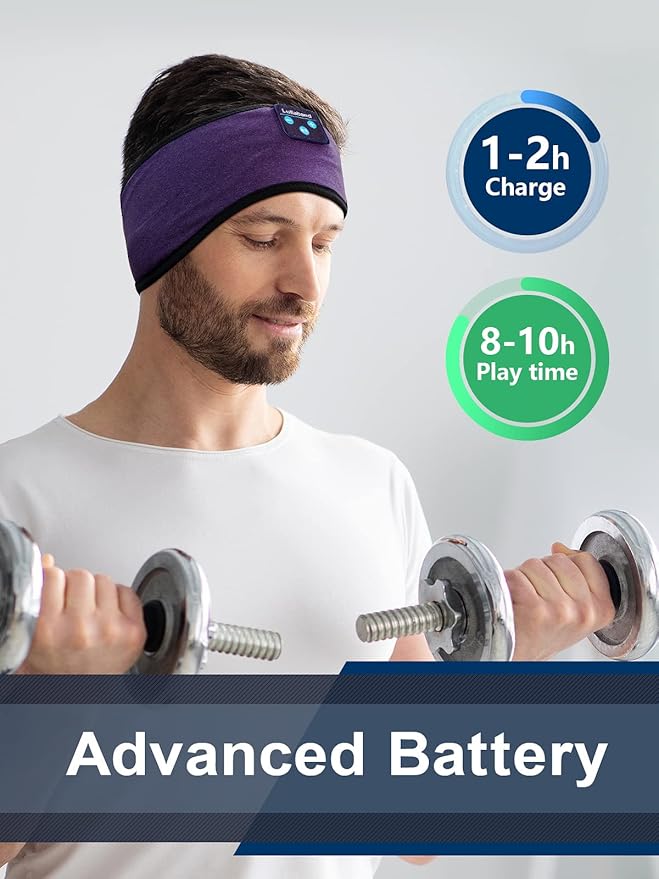 Lullaband Sleep Headband Headphones Non-Slip Stretchy Wireless Bluetooth Sleep Headphones for Men & Women Perfect for Sleep Running Fitness Yoga Cycling