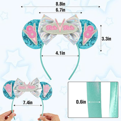 Car Mouse Ear Headbands,Sparkle Mouse Ears Headband for Women Girls Cartoon Princess Costume Cosplay Decoration (TG-blueV8)