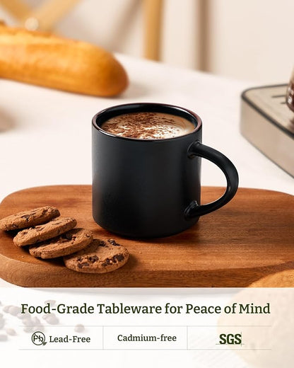 famiware Coffee Mugs Set of 4, Nebula 14oz Coffee Mugs, Ceramic Cup Set with Handle for Latte, Tea, Milk, Cappuccino, Cocoa, Matte Black