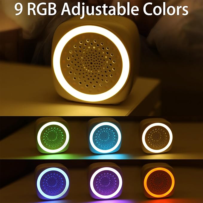 Portable Sound Machine for Baby Adults Travel, 26 Nature Sounds, 9 Color Night Light, Adjustable Volume, 3 Timers Memory Function Mini White Noise Sound Machine for Sleeping Office Privacy Hotel Gift