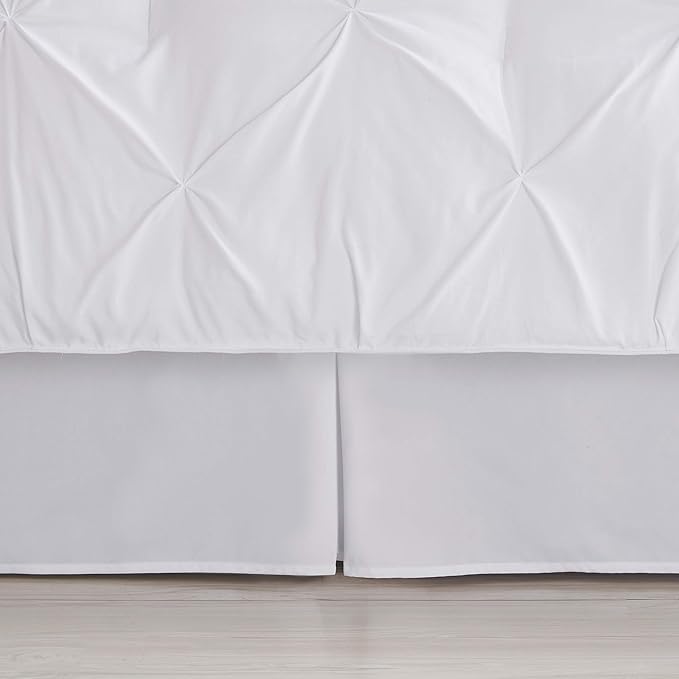 King Size Comforter Set 8 Piece Bed in a Bag with Bed Skirt, Fitted Sheet, Flat Sheet, 2 Pillowcases, 2 Pillow Shams, King, Pintuck White