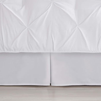 King Size Comforter Set 8 Piece Bed in a Bag with Bed Skirt, Fitted Sheet, Flat Sheet, 2 Pillowcases, 2 Pillow Shams, King, Pintuck White