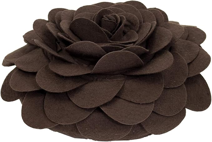 Fennco Styles Eva's Flower Garden Decorative Filled Throw Pillow 13" Round - Chocolate Floral Accent Pillow for Home, Couch, Bed, Living Room, Holiday and Office Décor