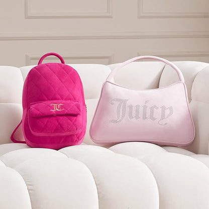 Juicy Couture Quilted Backpack Shaped 12" x 8.5" Decorative Pillow, Hot Pink