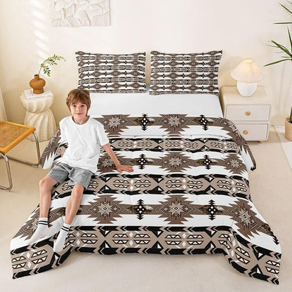 Erosebridal Western Boho Queen Comforter Set,Aztec Quilt,Ethnic Tribal Arrow Bedding Set Country Decor Western Duvet Insert,Western Room Decor for Bedroom Boho Living Room Decor,Southwestern Decor