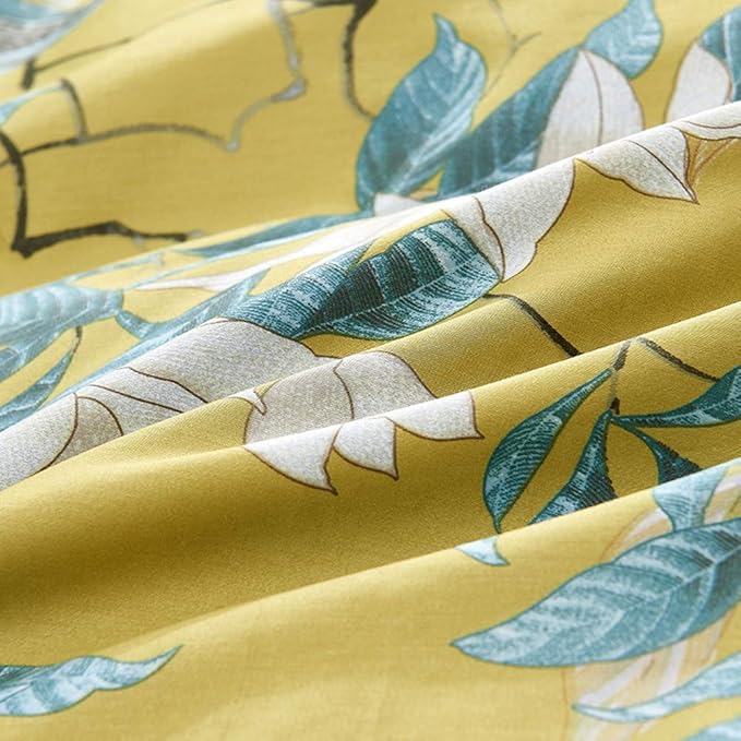 mixinni Vibrant Colored Comforter Twin XL Size Bed Floral Printed Comforter Set Flower Birds Bedding Comforter with 2 Pillowcases for All Season-Twin XL Size