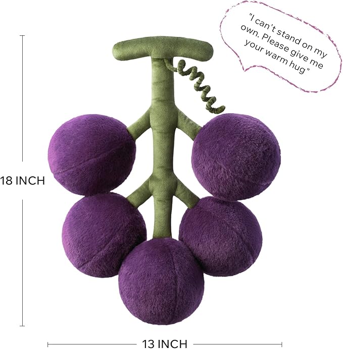 Phantoscope Fruit Shaped Pillows Series Grape Shape Throw Pillow, Fun Home Decor of Fruit Themed Shaped Cushions, Fall Decorative Shaped Pillow for Couch Bed and Chair, Purple, 18 x 13 inches