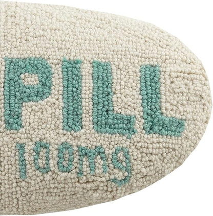 Peking Handicraft Chill Pill Hook Cotton Pillow, 16 inchesx9 inches, Turquoise