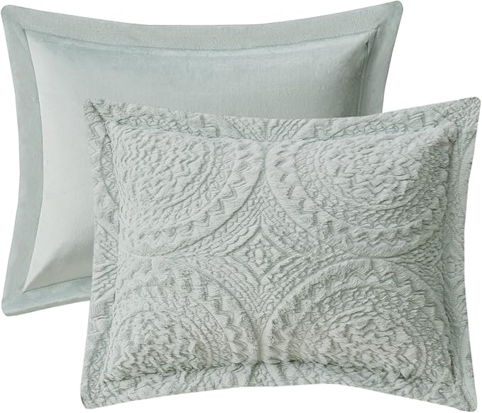 Madison Park Arya Soft, Cozy Plush Comforter Set, Medallion Embroidered Design, Modern All Season Down Alternative Bedding with Matching Sham, King/Cal King, Aqua 3 Piece