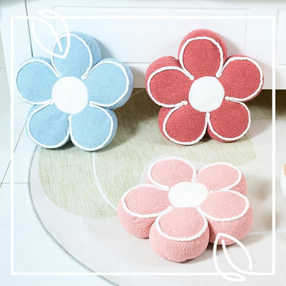 Sioloc Flower Shaped Pillow Daisy Pillows Floor Cushion Pastel Cute Seat Cushions Aesthetic Classroom Dorm Decorative Fun Throw Pillow for Bed,Couch(Blush,15.7")