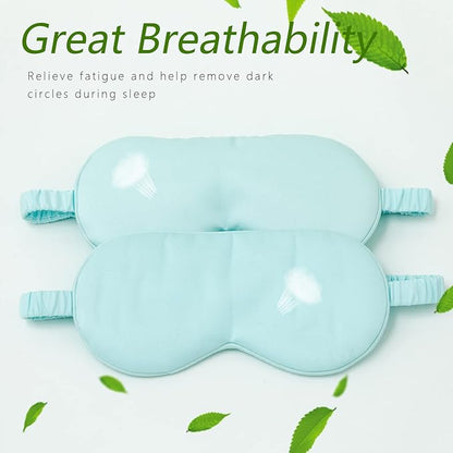 HBHLFZ Sleep Mask 2 Pack - Bamboo Viscose Fiber Sleeping Eye Mask - with Elastic Band/Headband - Comfort Sleeping Shade - for Nighttime Sleeping, Traveling & Napping（Light Blue）