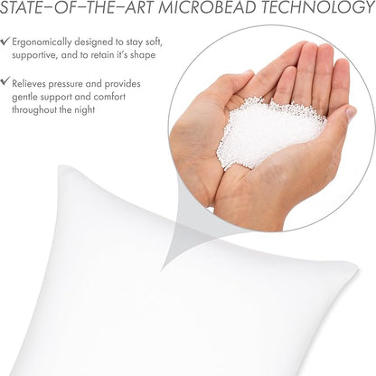 PILLOWY 20" x 20" Throw Pillow - White: 1 PCS Luxurious Premium Microbead Pillow with 85/15 Nylon/Spandex Fabric. Forever Fluffy, Outstanding Beauty & Support. Silky, Soft & Beyond Comfortable