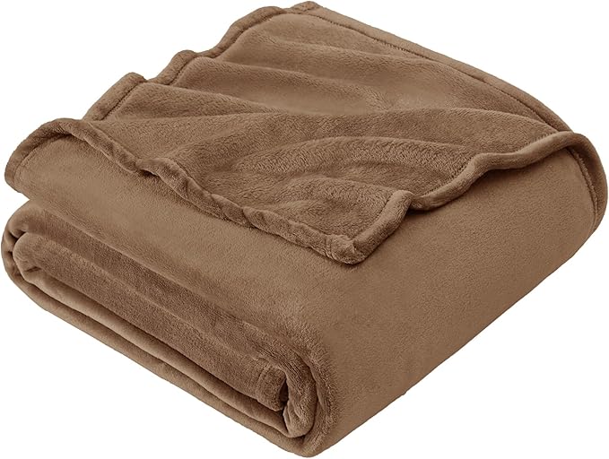 Hansleep Fleece Queen Blanket for Bed Fleece Camel, Queen Size Super Soft Flannel Fuzzy, Plush Cozy Blanket for All Seasons, Camel, Queen 90x90 Inches