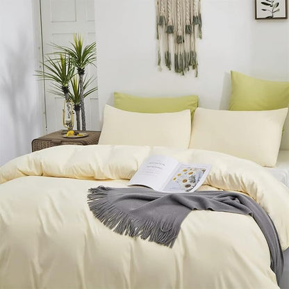 Houseri Ivory Comforter Set Queen Beige Yellow Bedding Size Off White Sets for Women Girls Cream Blanket Queen(90''*90''-Comforter)
