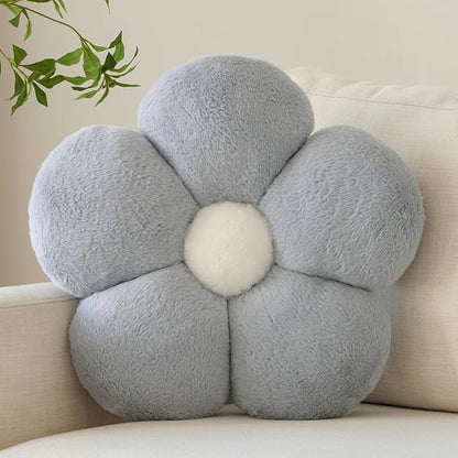 Zlgkjk Flower Pillows, Decorative Throw Pillow with Soft Plush for Couch Bed, Cute Daisy Pillow Cushion Home Decor Floral Throw Pillow (Grey, 14.9 Inches)