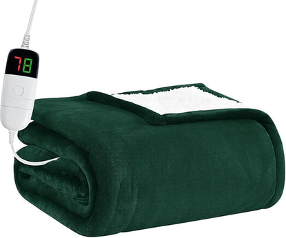 BOMOVA Heated Electric Blanket Throw Size- 50" x 60" Heating Blanket with 10 Heating Levels & 8 Hours Auto Off, Warm Flannel Blanket, Christmas Birthday Gifts for Women
