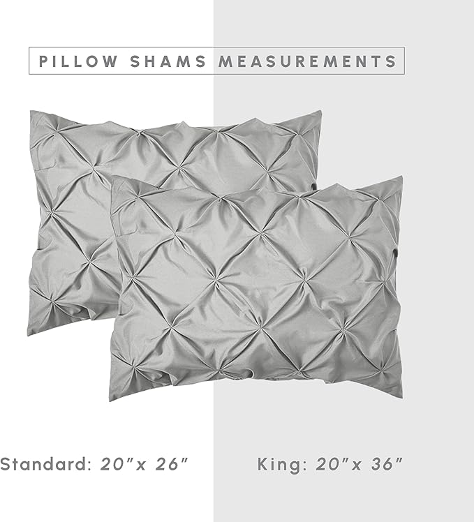 Elegant Comfort 8-Piece Pinch Pleated Comforter Set - All Season Complete Bed in a Bag, Includes 4pc Smart Sheet Set, Bed Skirt, Comforter, Matching Pillowcases and Shams, King/Cal King, Light Gray