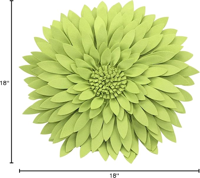 Flower Decorative Pillow - 3D Daisy Flower Pillow, Sunflower Throw Pillow -14.5 x 13 inch Round Decor Pillow - Flower Home Decorations - Couch & Bed, Accent Pillow (Case + Insert, Solid Lime)