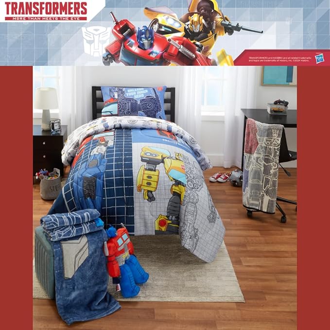 Transformers Optimus Prime Super Soft Comforter and Sheet Set with Sham, 4 Piece Twin Size, (Official Licensed Product) by Franco Collectibles