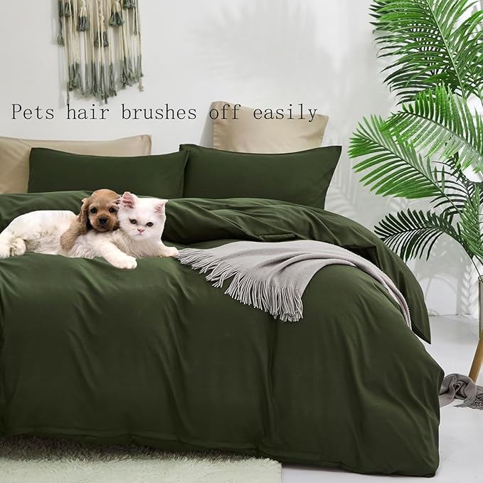 KAREVER Army Green Comforter Full Dark Green Bedding Set Olive Green Comforter Set Full Men Breathable Blanket Women Soft Full Size