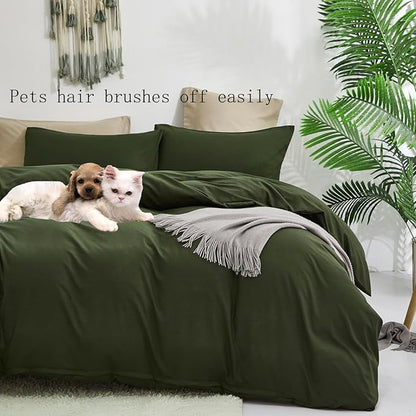 KAREVER Army Green Comforter Full Dark Green Bedding Set Olive Green Comforter Set Full Men Breathable Blanket Women Soft Full Size