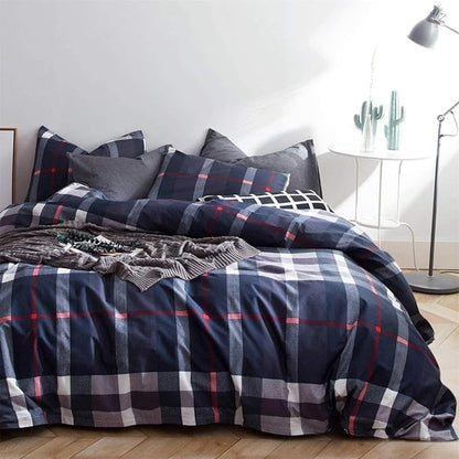 Cottonight Navy Plaid Comforter Set Queen Blue Buffalo Gingham Comforter Lightweight Blue Checkered Bedding Set with Microfiber Fill Soft Comfy