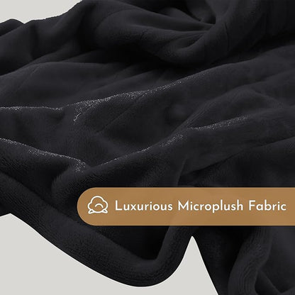 Electric Heated Blanket 72"x84" Full Size Flannel Heated Blanket, Cozy & Warm for All Night, 5 Heat Settings & 10 Hours Auto Off, Machine Washable, Black