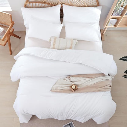 weigelia Full Size Comforter White Modern 3PCS Microfiber Full Size Comforter Sets for All Season Comforter for Men, Women and Girls Soft Lightweight Bed Comforter Set