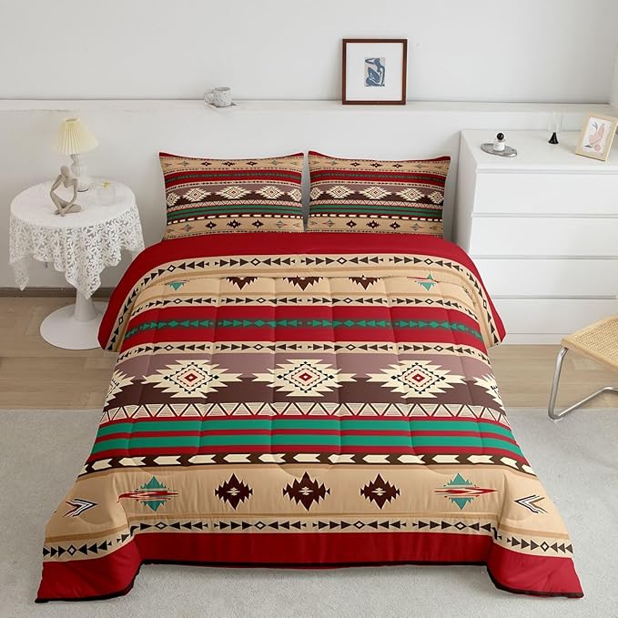 Erosebridal Western Boho Queen Comforter Set, Aztec Quilt, Ethnic Tribal Arrow Bedding Set, Southwestern Decor