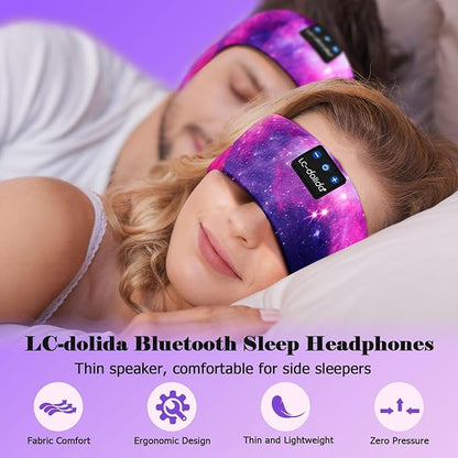 LC-dolida Sleep Headphones Bluetooth Headband Sleeping Wireless Headband Headphones with Thin HD Stereo Speakers Perfect for Side Sleepers, Sport, Yoga, Travel Insomnia Running Meditation Gifts